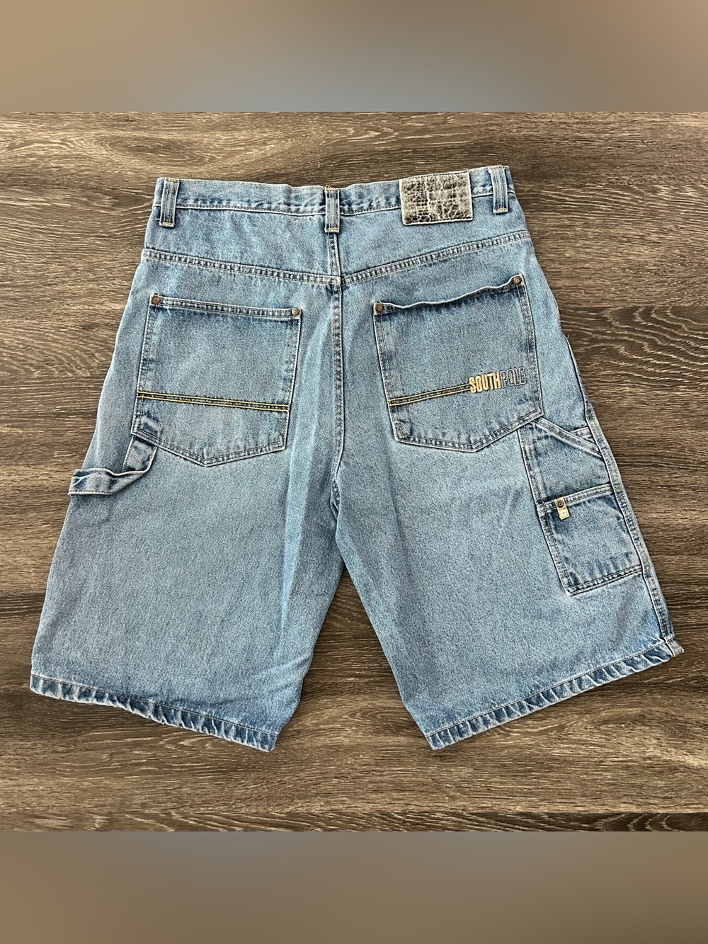 Vintage Southpole Mens 36 Blue Denim Carpenter Jean Shorts Jorts HipHop Y2K Logo